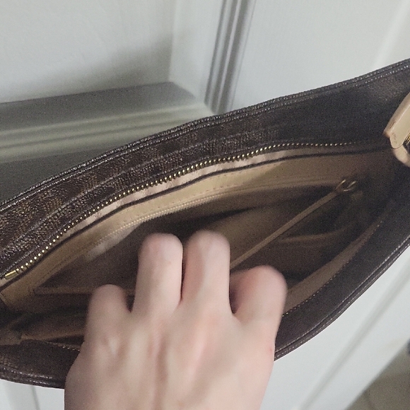 Michael Kors Brown Suede-Like Crossbody Bag with Gold Hardware - Picture 7 of 11